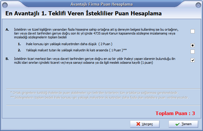 Hizmet Alım İhalelerinde Tekliflerin Eşit Olması - Firma Puanlama